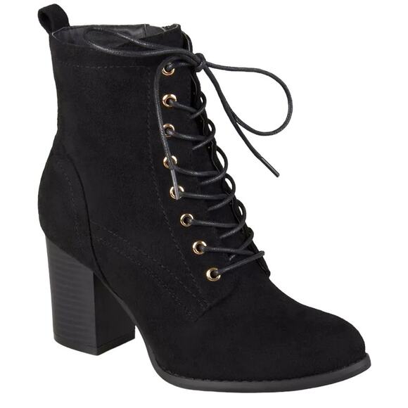 Journee Collection Women's Baylor Lace Up Booties Granny Booties, Black, Sz 12 - Picture 1 of 10